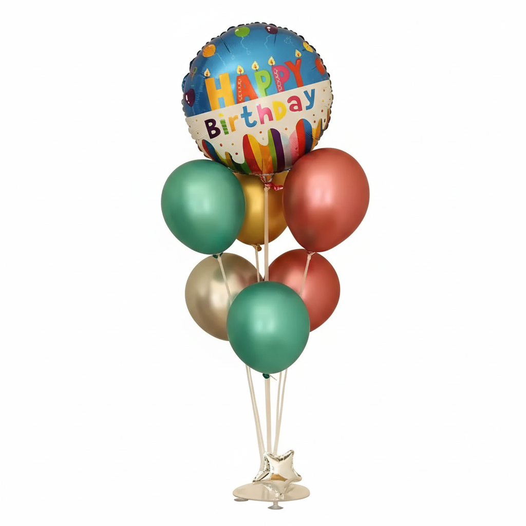 Premium Birthday Celebration Balloon Bouquet - Metallic Teal, Rose Gold & Gold
