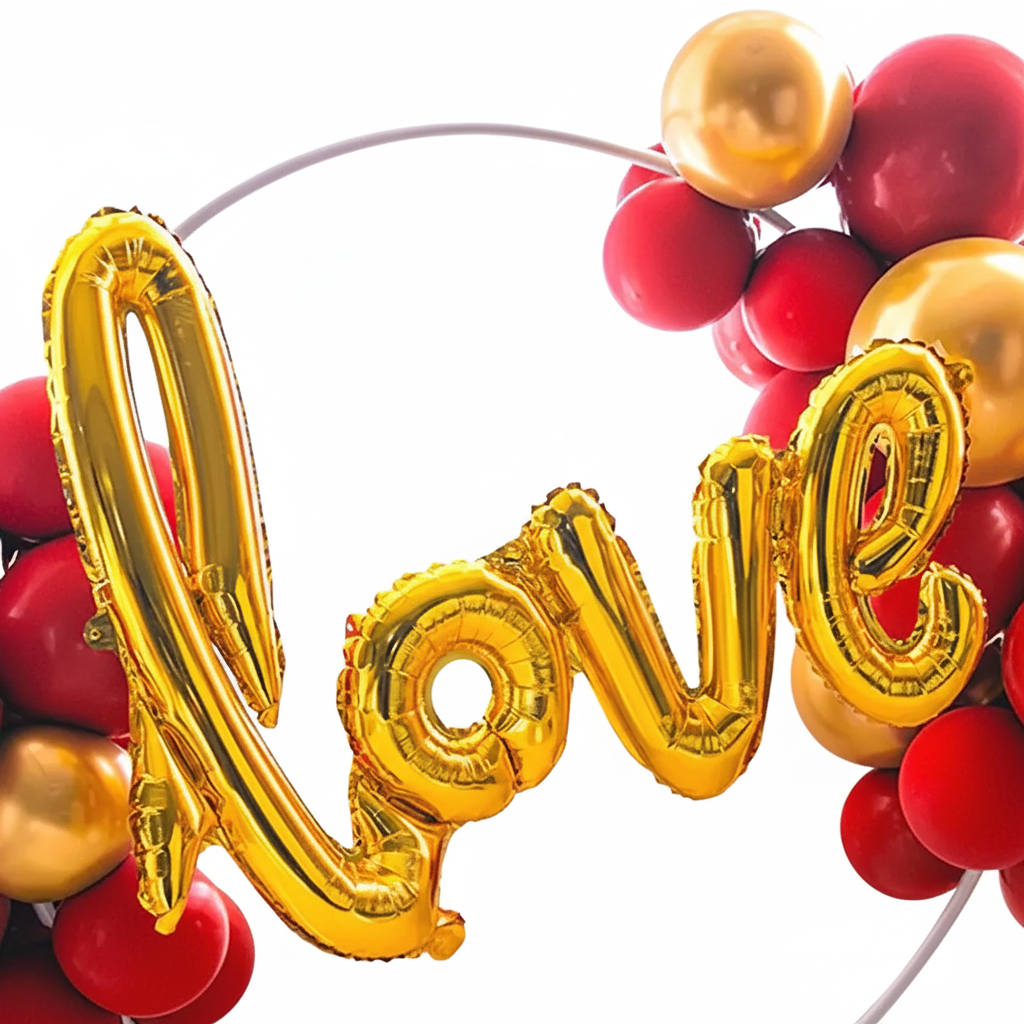Event Decoration: Luxurious Red & Gold "Love" Balloon Arch