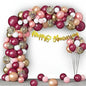 Premium Event Decoration Service: Burgundy & Gold Balloon Arch Installation