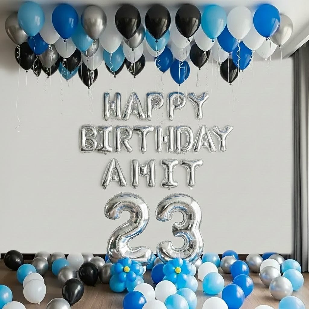 Premium Blue & Silver Birthday Decor Package
