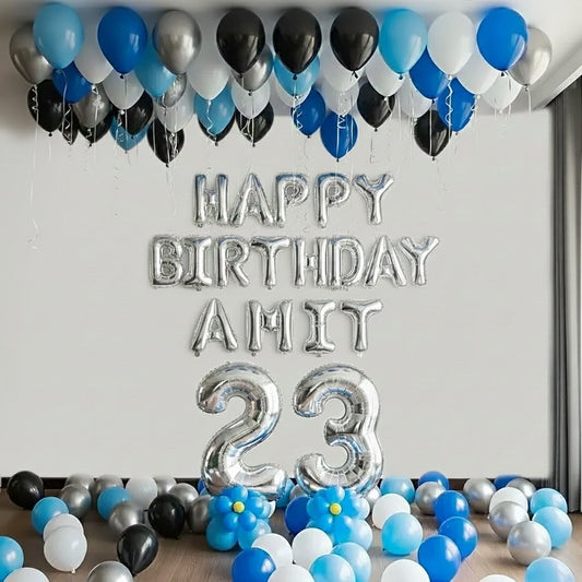 Premium Blue & Silver Birthday Decor Package