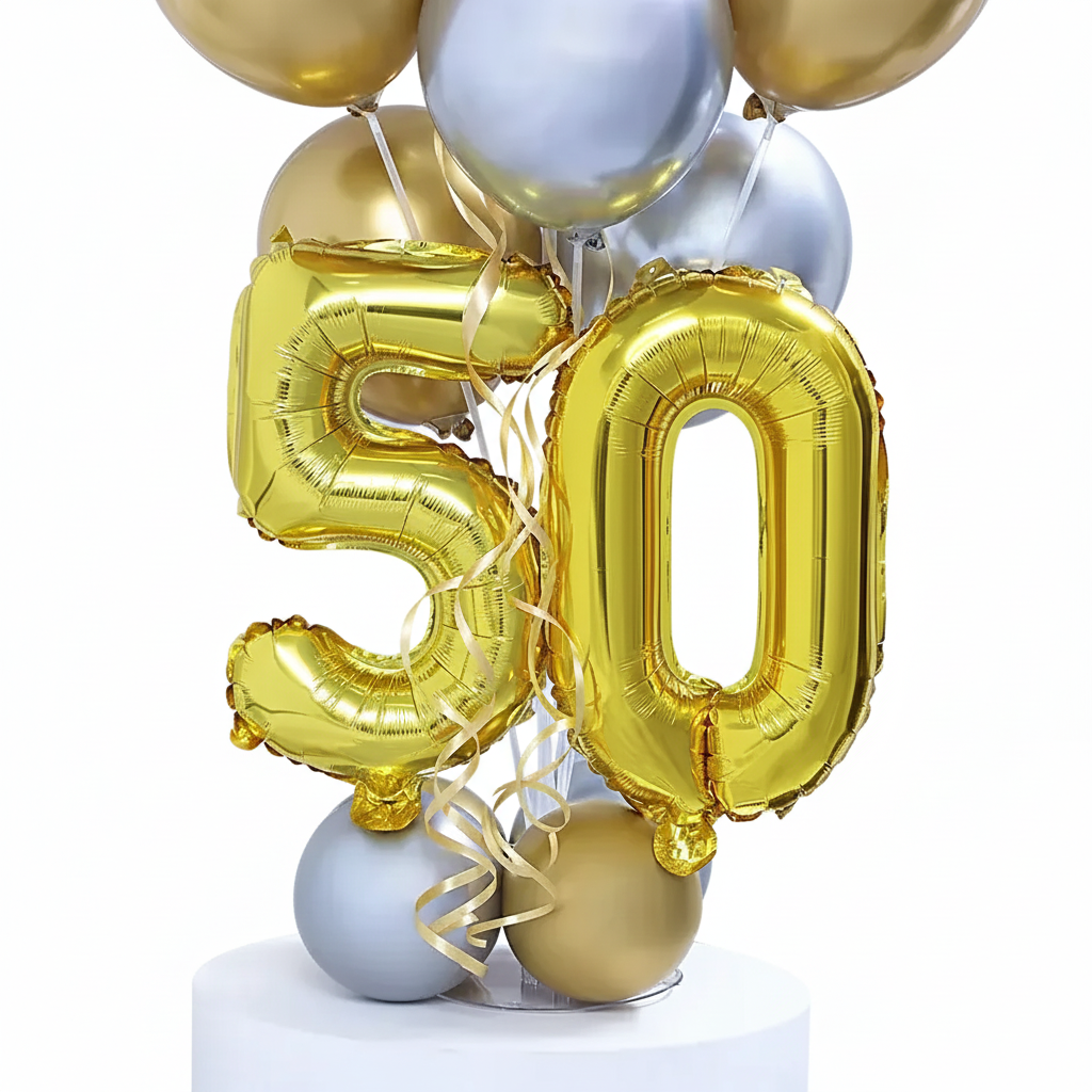 Golden Jubilee 50th Birthday Balloon Bouquet