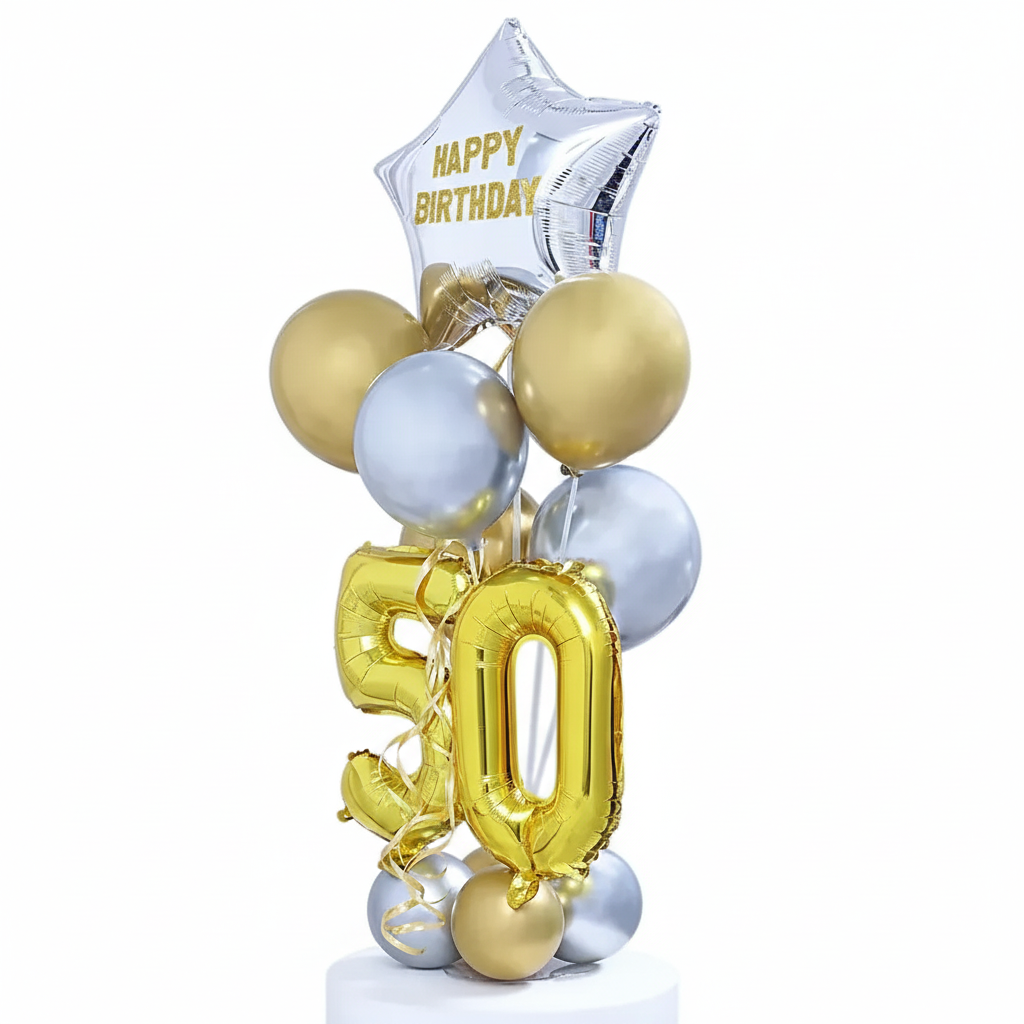 Golden Jubilee 50th Birthday Balloon Bouquet