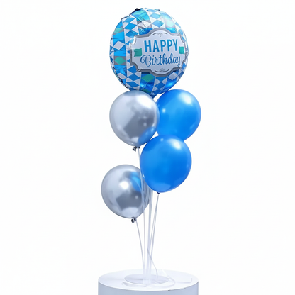 Blue & Silver Birthday Balloon Bouquet (Ready-to-Display)