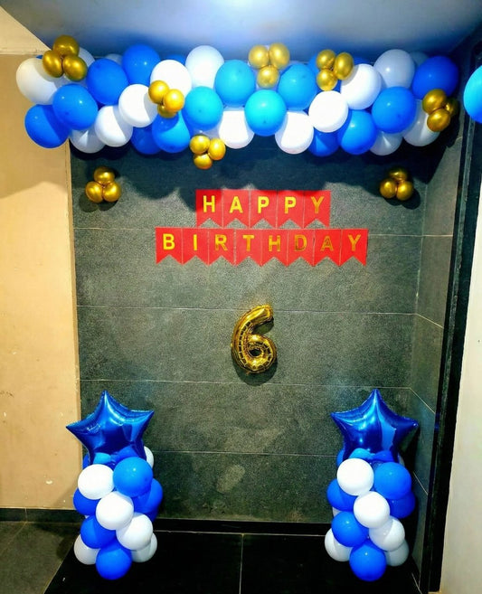 Premium Royal Blue & Gold Star Birthday Decoration !