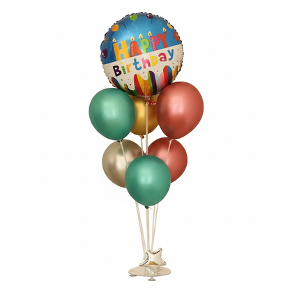 Premium Birthday Celebration Balloon Bouquet - Metallic Teal, Rose Gold & Gold