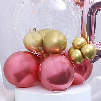 Chic Rose Gold & Gold "HBD" Birthday Balloon Bouquet
