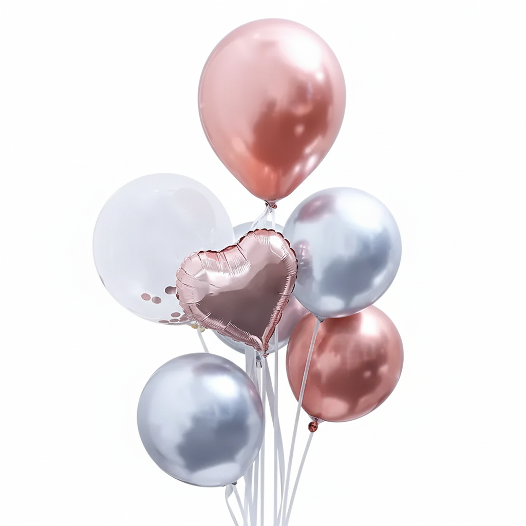 Rose Gold & Silver Metallic Balloon Bouquet
