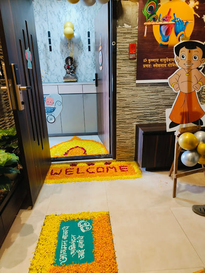 Grand "Welcome Baby" Home Entry Decor – Floral Aisle & Character Balloon Pillars