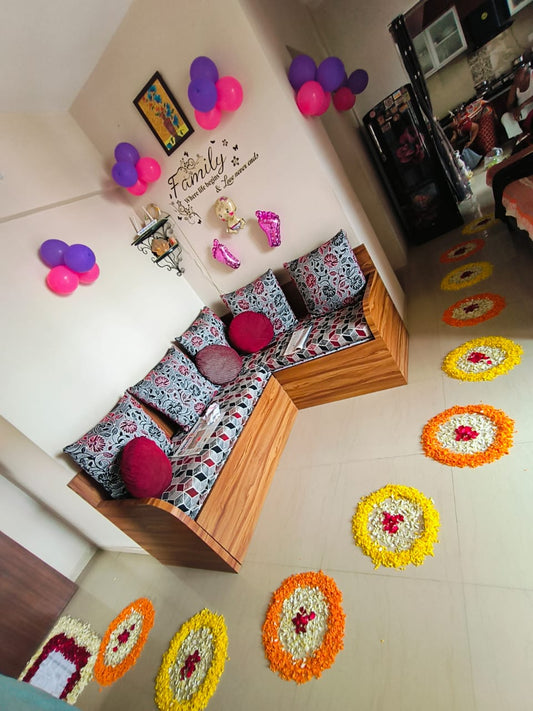 Newborn Baby Girl Welcome Home Decoration - Premium Pink & Purple Balloon & Floral Theme (Pune Only)