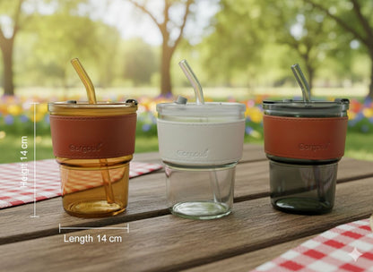 Glass Coffee Cup with Straw Cover - 58 Pcs