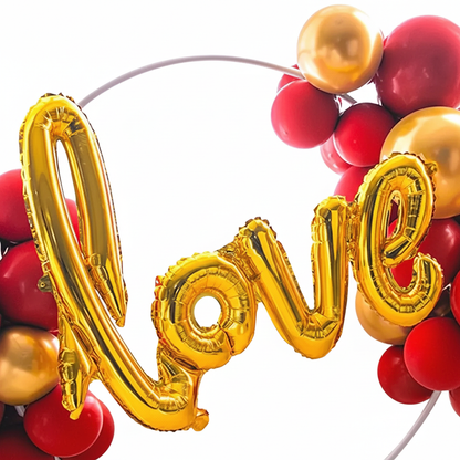 Event Decoration: Luxurious Red & Gold "Love" Balloon Arch