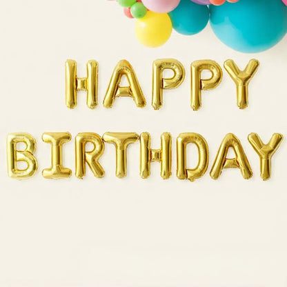 Vibrant Rainbow Balloon Garland & Gold Foil Birthday Decor Package