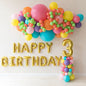 Vibrant Rainbow Balloon Garland & Gold Foil Birthday Decor Package