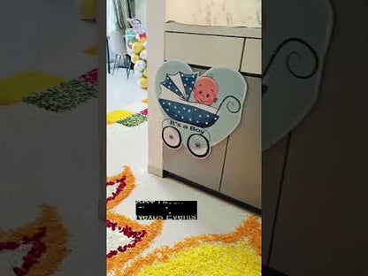 Grand "Welcome Baby" Home Entry Decor – Floral Aisle & Character Balloon Pillars